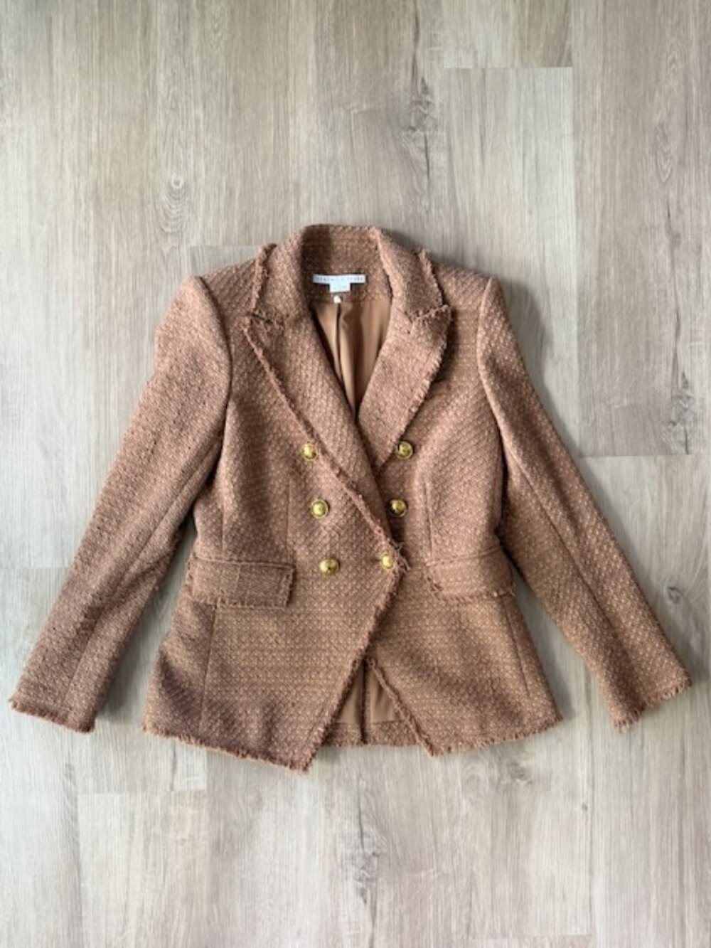 Veronica Beard Miller Tweed Dickey Jacket Blazer Camel Sz 8